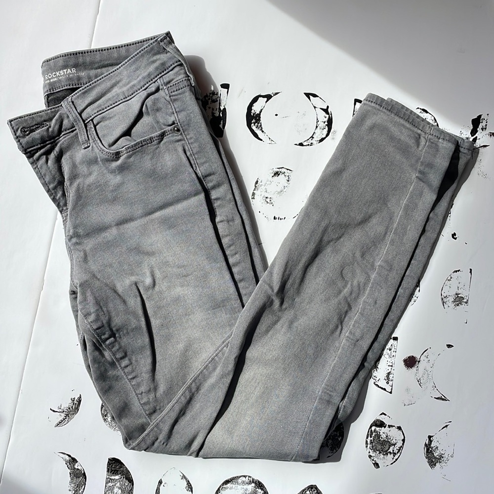 Old Navy 2P Rockstar Mid Rise Gray Skinny Jeans
